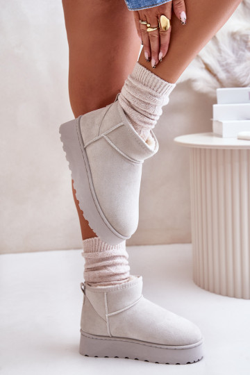 Schneestiefel Damen mit Plateau zum Wärmen mit Fell innen in grauer Farbe Xamella