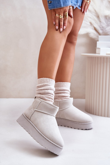 Schneestiefel Damen mit Plateau zum Wärmen mit Fell innen in grauer Farbe Xamella 2