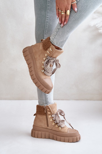 Feminin sich Zuarm laufen Stiefel Schuhe mit einer Plattform braune Farbe Alcyhen