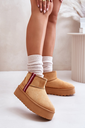 Damen-Schneestiefel mit Plateau zum Wärmen in der braunen Farbe Lomessa 2
