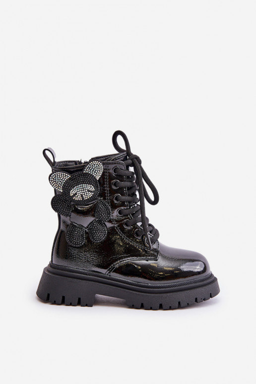 sich Zuarm laufen Stiefel Kindisch Mit Bär Zum Schloss mit Lackeffekt schZuarze Farbe Relobia sich Zuarm laufen Stiefel Kindisch Mit Bär Zum Schloss mit Lackeffekt schZuarze Farbe Relobia