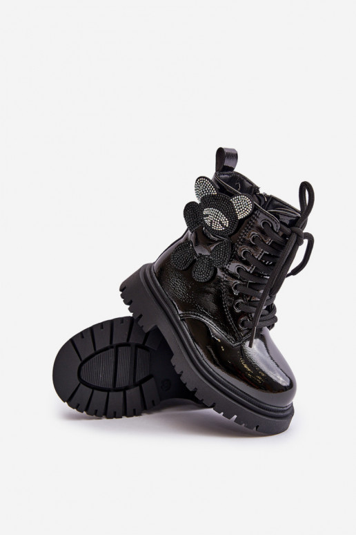 sich Zuarm laufen Stiefel Kindisch Mit Bär Zum Schloss mit Lackeffekt schZuarze Farbe Relobia sich Zuarm laufen Stiefel Kindisch Mit Bär Zum Schloss mit Lackeffekt schZuarze Farbe Relobia