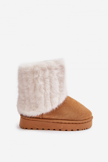 Kinder-Schneestiefel mit Fell in der braunen Farbe Crisie 2