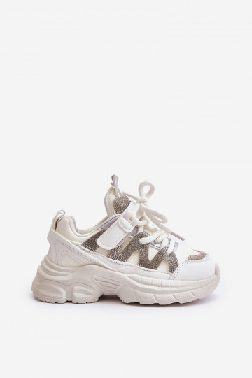 Kinder-Sneaker-Modell mit glitzernden Ösen in der Farbe Weiß von Rianalla 2