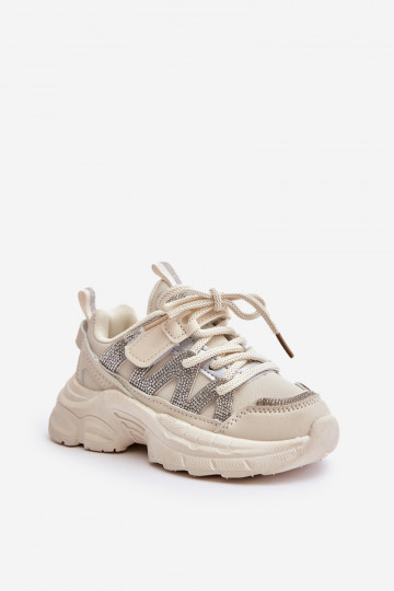 Sneakers Stilvollllschuhe Kindisch mit blitzenden Augen Beige Rianalla