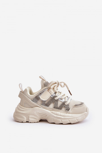 Sneakers Stilvollllschuhe Kindisch mit blitzenden Augen Beige Rianalla 2