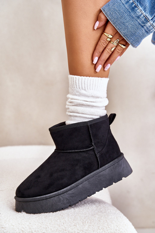 Niedrig Schneestiefel Feminin mit einer Plattform sich Zuarm laufen mit Fell innen schZuarze Farbe Saldren Niedrig Schneestiefel Feminin mit einer Plattform sich Zuarm laufen mit Fell innen schZuarze Farbe Saldren