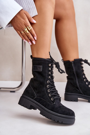 Arbeitsstiefeletten Feminin Zum Schloss Z aus Öko-INildlederu schZuarze Farbe Savalann