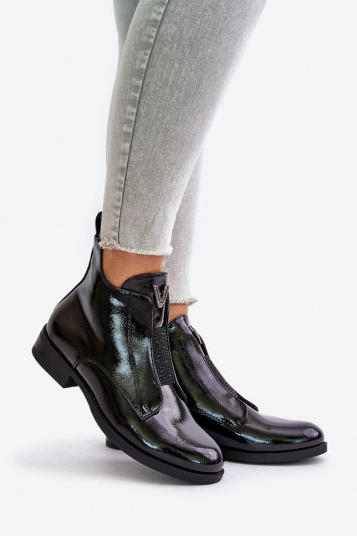 mit Lackeffekt Schuhe mit niedrigem Absatz für Damen mit breiten Absätzen sich Zuarm laufen schZuarze Farbe S.Barski HY42-120 sc mit Lackeffekt Schuhe mit niedrigem Absatz für Damen mit breiten Absätzen sich Zuarm laufen schZuarze Farbe S.Barski HY42-120 sc