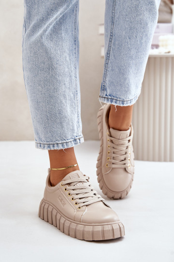 sich Zuarm laufen Sneakers Stilvollllschuhe Feminin Big Star MM274618 Beige