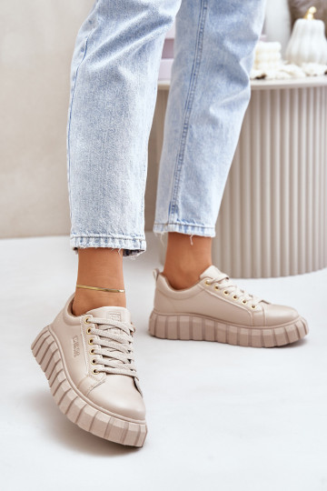 Damen Big Star MM274618 beige isolierte Turnschuhe 2