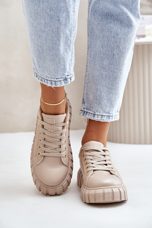 sich Zuarm laufen Sneakers Stilvollllschuhe Feminin Big Star MM274618 Beige