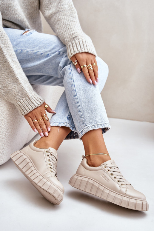 sich Zuarm laufen Sneakers Stilvollllschuhe Feminin Big Star MM274618 Beige