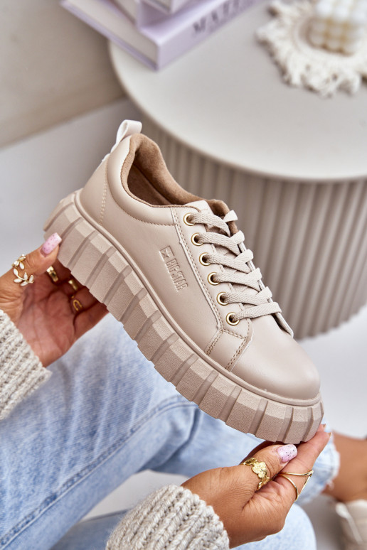 sich Zuarm laufen Sneakers Stilvollllschuhe Feminin Big Star MM274618 Beige