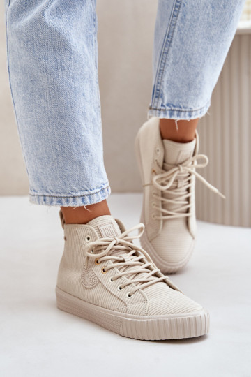 Isolierte Freizeitschuhe aus Samt Big Star OO274771 Hi-Poly System beige
