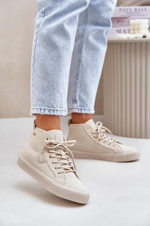 sich Zuarm laufen Samt Freizeitschuhe Big Star OO274771 Hi-Poly System Beige