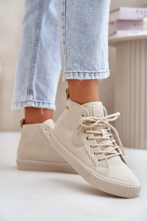 sich Zuarm laufen Samt Freizeitschuhe Big Star OO274771 Hi-Poly System Beige