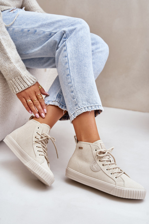 sich Zuarm laufen Samt Freizeitschuhe Big Star OO274771 Hi-Poly System Beige