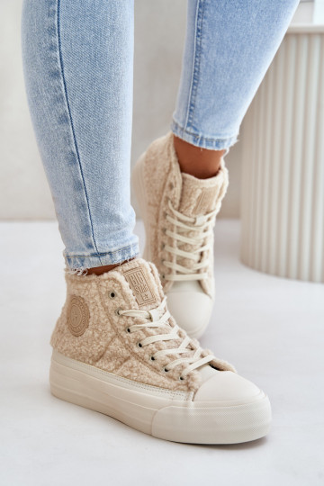 sich Zuarm laufen Freizeitschuhe mit Pelzmantel Typu Baranek Big Star OO274A444 Beige