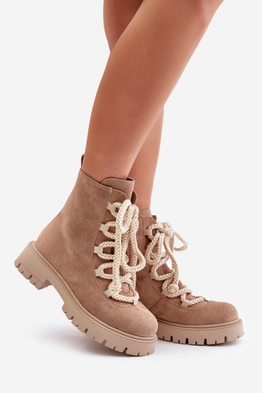 sich Zuarm laufen Stiefel Z aus Öko-INildlederu Zum Schloss Beige Caellita