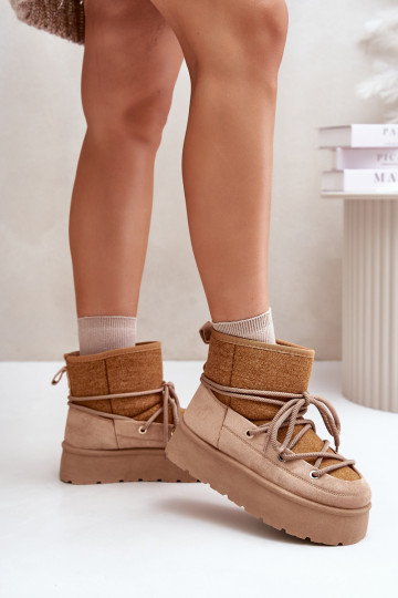Schneestiefel mit modischen Details mit Plateau in Braun