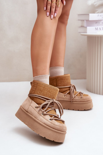 Schneestiefel mit modischen Details mit Plateau in Braun 2