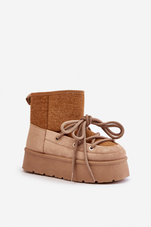 Schneestiefel mit stilvollen Details mit einer Plattform braune Farbe Es mussvora Schneestiefel mit stilvollen Details mit einer Plattform braune Farbe Es mussvora