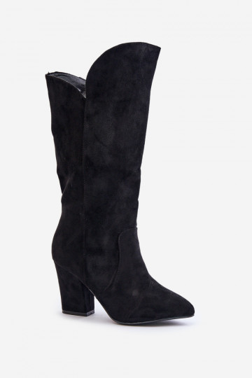 Stiefel Gegen die Straße mit Absätzen Z aus Öko-INildlederu schZuarze Farbe Clorira