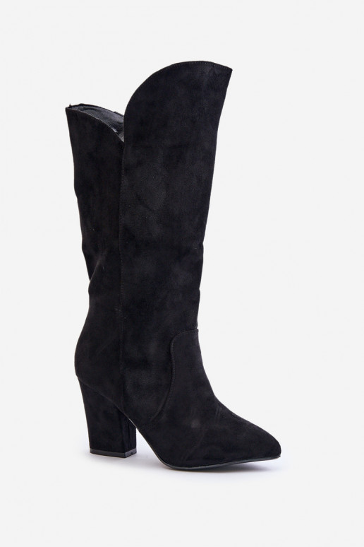 Stiefel Gegen die Straße mit Absätzen Z aus Öko-INildlederu schZuarze Farbe Clorira Stiefel Gegen die Straße mit Absätzen Z aus Öko-INildlederu schZuarze Farbe Clorira