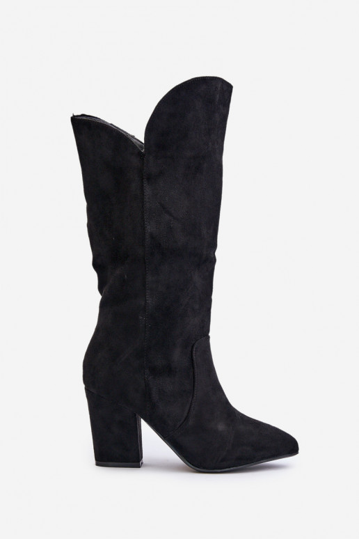 Stiefel Gegen die Straße mit Absätzen Z aus Öko-INildlederu schZuarze Farbe Clorira Stiefel Gegen die Straße mit Absätzen Z aus Öko-INildlederu schZuarze Farbe Clorira
