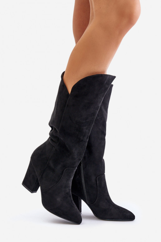 Stiefel Gegen die Straße mit Absätzen Z aus Öko-INildlederu schZuarze Farbe Clorira Stiefel Gegen die Straße mit Absätzen Z aus Öko-INildlederu schZuarze Farbe Clorira