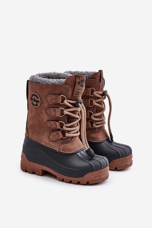 Groß Zuarm Schneestiefel Kindisch mit Schnappverschluss Lee Cooper LCJ-24-44-2842K braune Farbe
