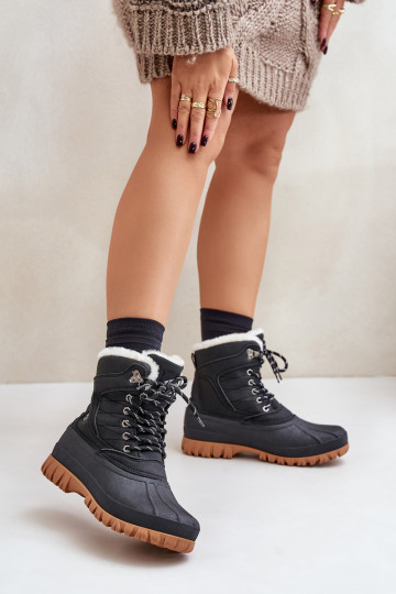 Schneestiefel Feminin mit Schnürsenkeln mit Pelzmantel Lee Cooper LCJ-24-44-2868 schZuarze Farbe 2