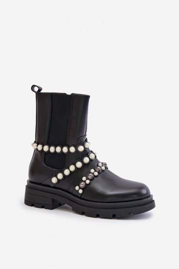 stylische Stiefel Feminin mit Riemen schZuarze Farbe Sintitia
