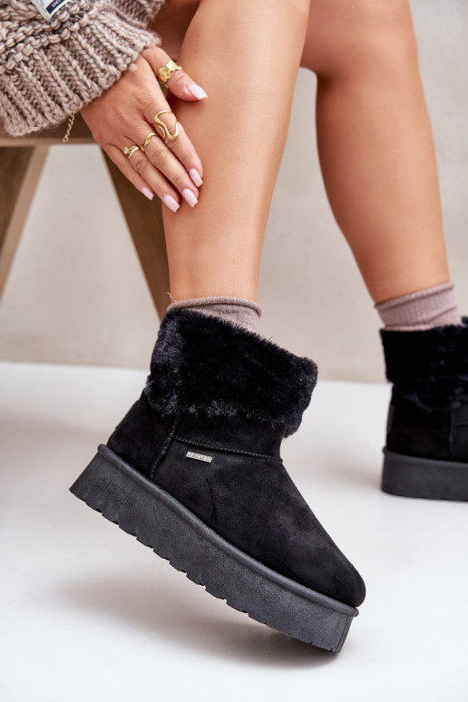 Schneestiefel mit einer Plattform mit Pelzmantel Big Star OO274A108 schZuarze Farbe Schneestiefel mit einer Plattform mit Pelzmantel Big Star OO274A108 schZuarze Farbe