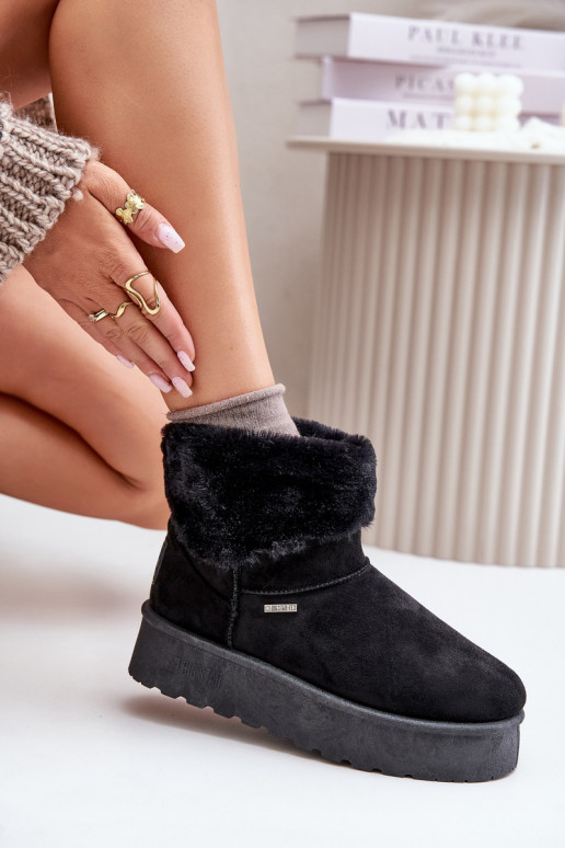 Schneestiefel mit einer Plattform mit Pelzmantel Big Star OO274A108 schZuarze Farbe Schneestiefel mit einer Plattform mit Pelzmantel Big Star OO274A108 schZuarze Farbe