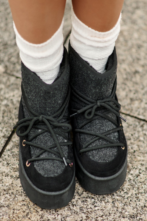 Schneestiefel mit stilvollen Details mit einer Plattform schZuarze Farbe Es mussvora Schneestiefel mit stilvollen Details mit einer Plattform schZuarze Farbe Es mussvora