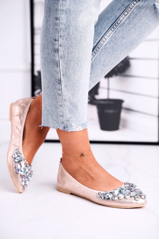 Ballerinas mit Kieselsteinverzierung goldene Farbe Crystal Ballerinas mit Kieselsteinverzierung goldene Farbe Crystal