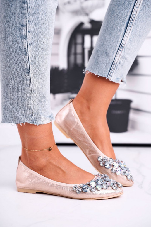 Ballerinas mit Kieselsteinverzierung goldene Farbe Crystal Ballerinas mit Kieselsteinverzierung goldene Farbe Crystal