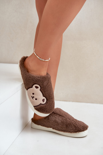 Fiorinella braune Hausschuhe mit Teddybärfell
