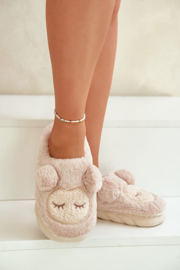 Zuarm mit Pelzmantel Hausschuhe Feminin Beige Jozelinetta