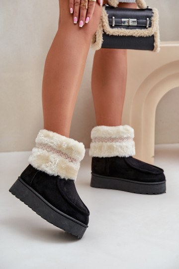 Schneestiefel Feminin mit einer Plattform mit Pelzmantel I Ein Beispiel schZuarze Farbe Deepanti