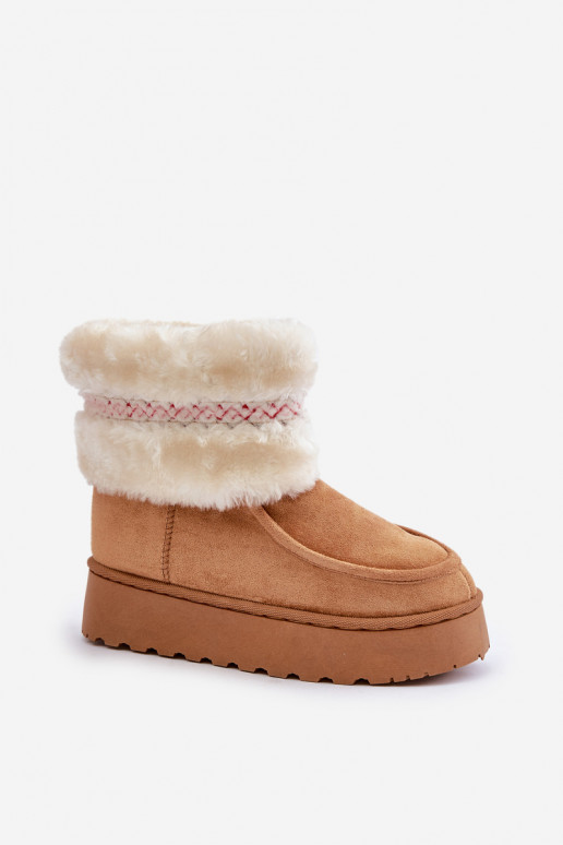 Schneestiefel Feminin mit einer Plattform mit Pelzmantel I Ein Beispiel braune Farbe Deepanti Schneestiefel Feminin mit einer Plattform mit Pelzmantel I Ein Beispiel braune Farbe Deepanti