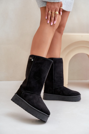 Groß Schneestiefel mit einer Plattform Big Star OO274895 schZuarze Farbe