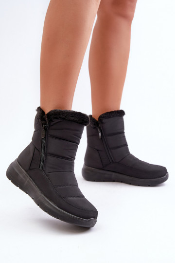 Schneestiefel Feminin mit Reißverschlüssen mit Pelzmantel schZuarze Farbe Dritane