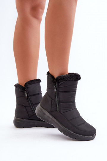 Schneestiefel Feminin mit Reißverschlüssen mit Pelzmantel schZuarze Farbe Dritane 2