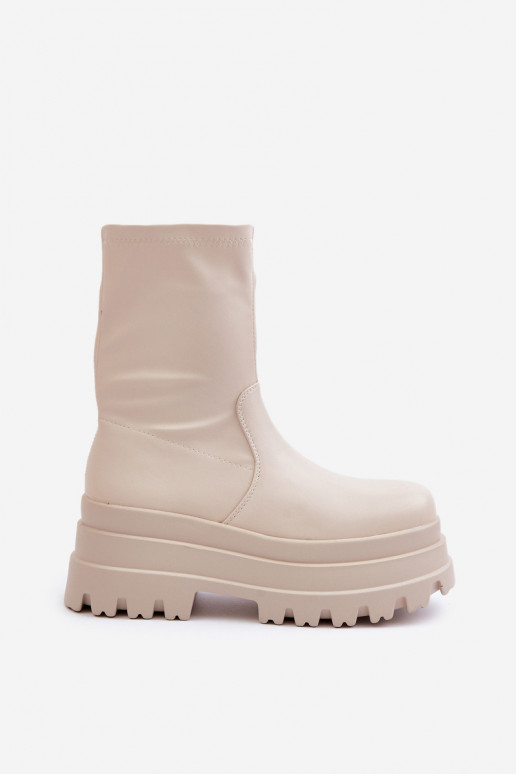 Stiefel mit einer Plattform elfenbeinfarbe Florinara Stiefel mit einer Plattform elfenbeinfarbe Florinara