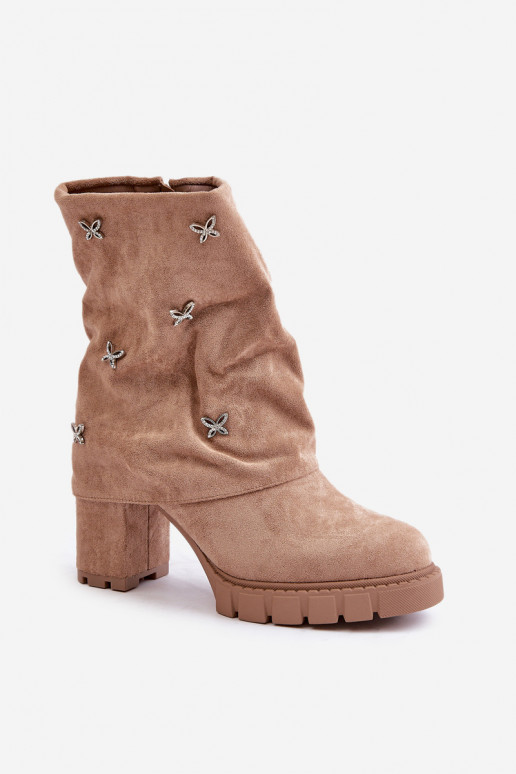 Dekoriert Stiefel Z INyZuiniętą CholeZuką mit Absätzen Beige Esadora Dekoriert Stiefel Z INyZuiniętą CholeZuką mit Absätzen Beige Esadora