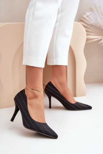 hochhackige Schuhe Feminin mit Streifen schZuarze Farbe Tifidra 2