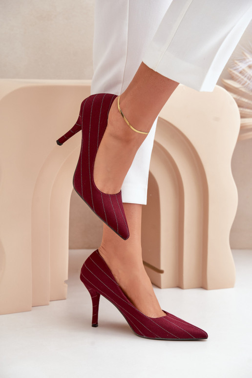 hochhackige Schuhe Feminin mit Streifen Burgund Tifidra  hochhackige Schuhe Feminin mit Streifen Burgund Tifidra